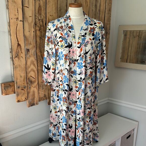 Modcloth Floral Printed Open Front Inviting Opportunity Longline Kimono Cardigan - Picture 5 of 12